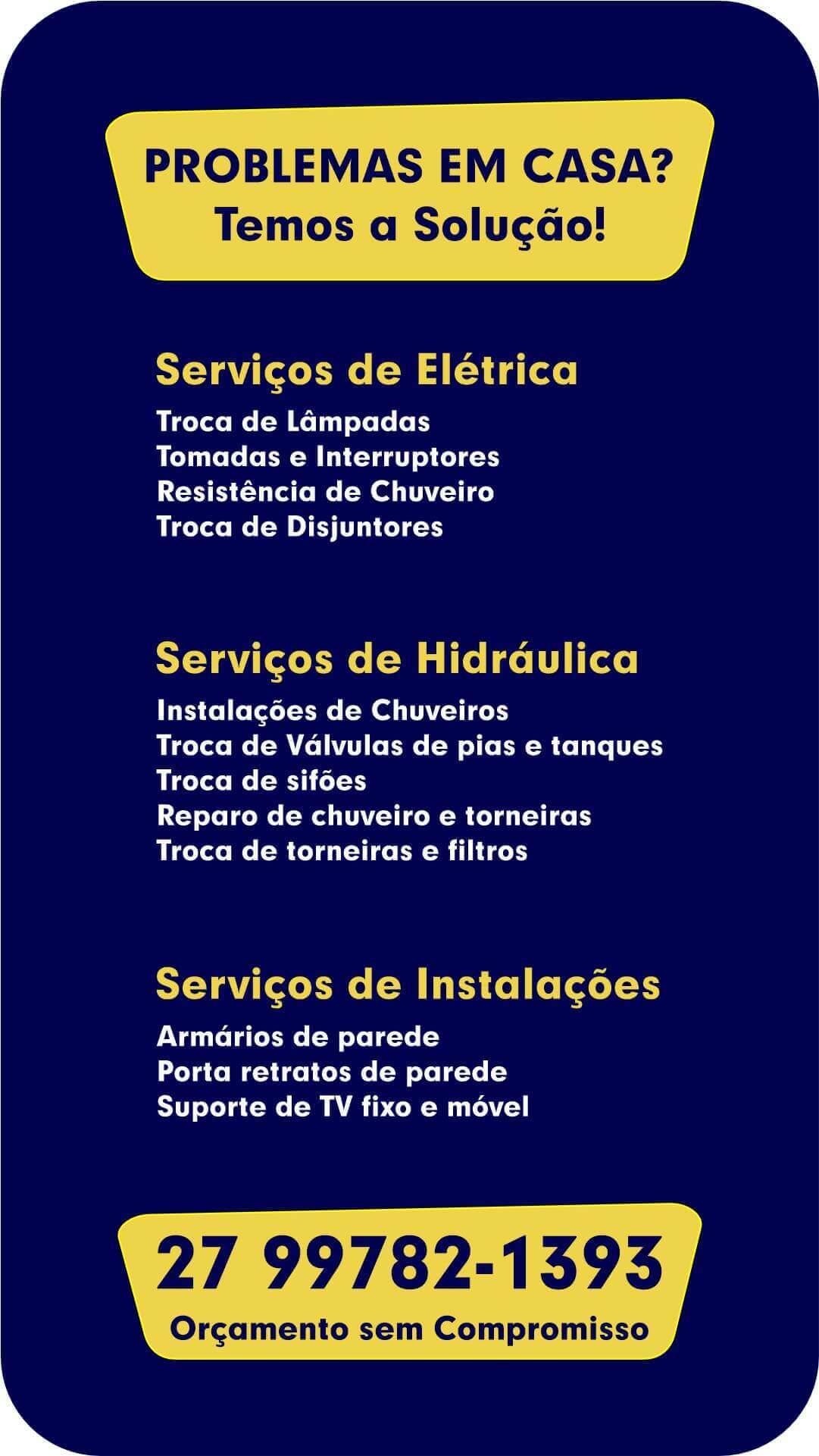 Serviços de Elétrica, Hidráulica e Instalações